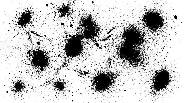 Black ink drops paint splatters noise texture background overlay