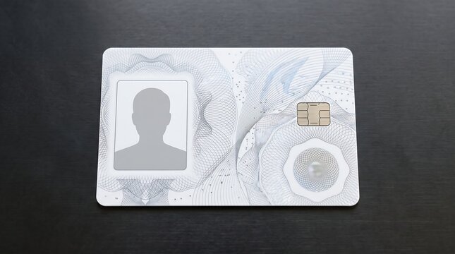 Blank Identity Card with Microchip Mockup on Dark Surface
