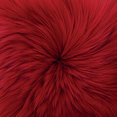 Fototapeta premium Red stylish fur textured swirl background. Detailed soft animal hair spiral pattern for fashion, textile design, luxury apparel, holiday concepts, and creative graphic projects.