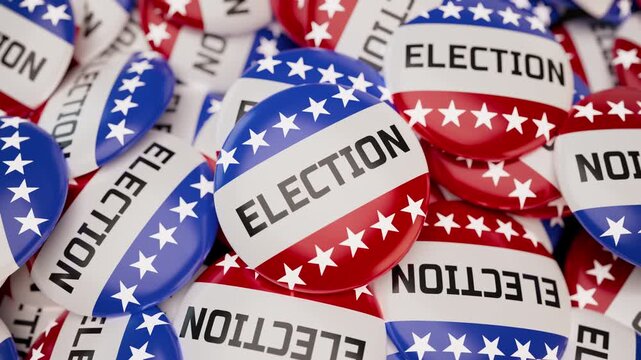 US Presidential Election Campaign Buttons Pile