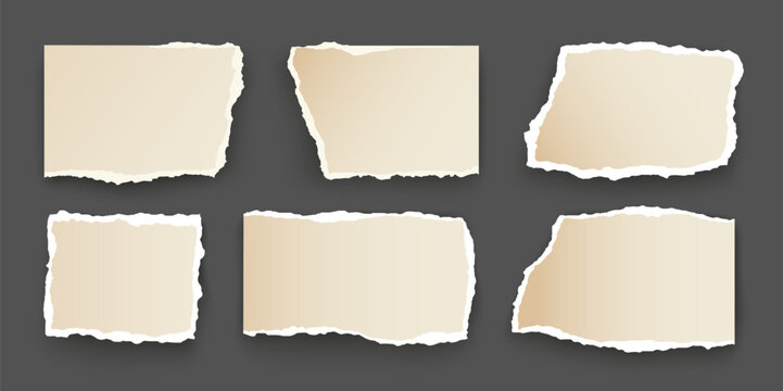 Paper cut rip sheet vector torn edge background. Old frame note craft paper cut vector square label box