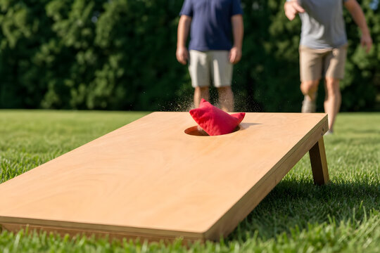 Bean Bag Landing on Cornhole Board