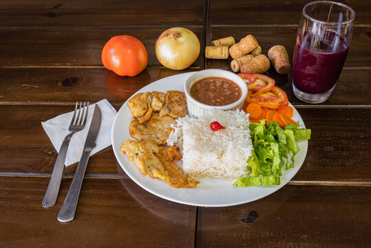 Brazilian Food Plate Complete Meal Studio Shot