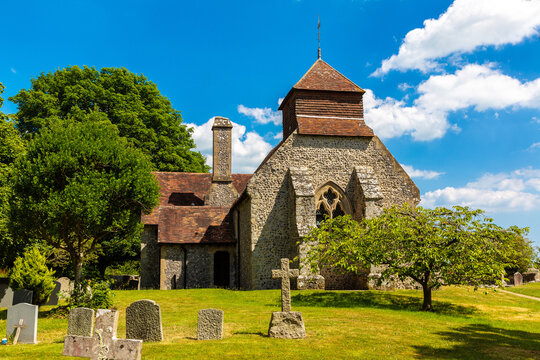 Saint Mary the Virgin Church and Churchyard in Friston, East Sussex, England, UK