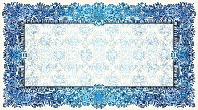 Intricate Guilloche LineTexture with Elegant Blue Pattern Professional Certificate Backdrop and Official Security Document Frame guilloche pattern blue line texture blank background document