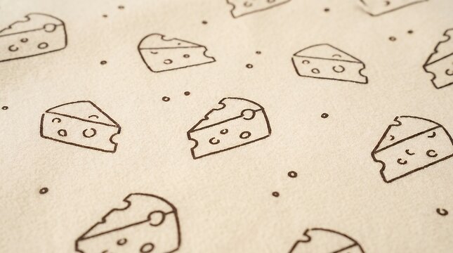 Minimalist Cheese Slice Outline Pattern on Creamy Beige Base Charming Food and Culinary Themed Graphic cheese pattern graphic blue beige soft cream background food kitchen culinary outline contrast