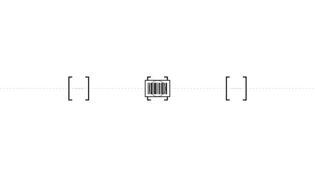 Minimalist Motion Graphics Animation of a Barcode Icon Shifting Through Steps on White Background