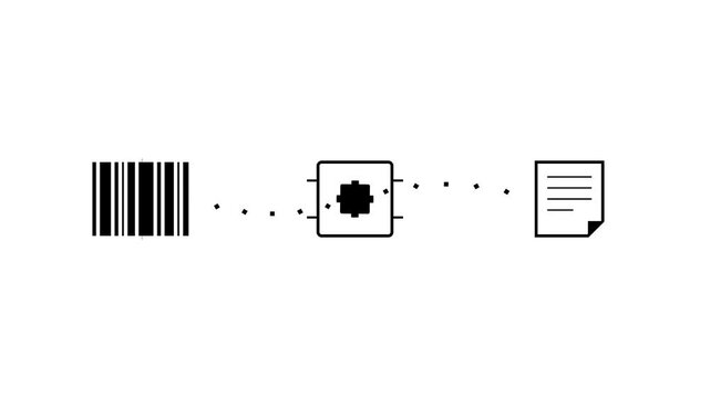 Animated Icon Concept of Barcode Scanning and Data Processing into Digital Document File System