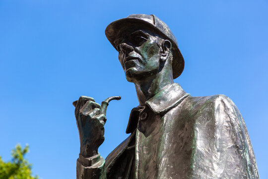 Sherlock Holmes Statue near Baker Street Tube Station in London, England, UK