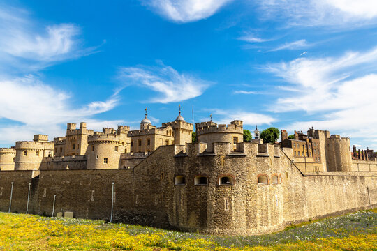 Historic medieval Tower of London castle in London, England, UK