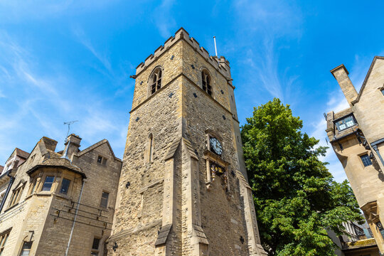 Historic Medieval Carfax Tower Clock Tower in Oxford, Oxfordshire, England, UK