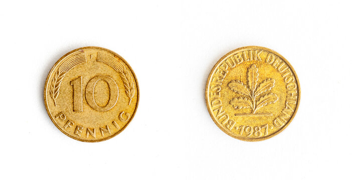 1987 West German 10 Pfennig Coin Showing Both Sides