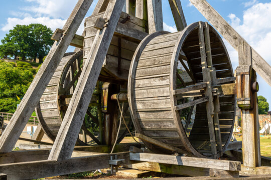 Medieval Wooden Trebuchet Siege Engine Used for Castle Warfare