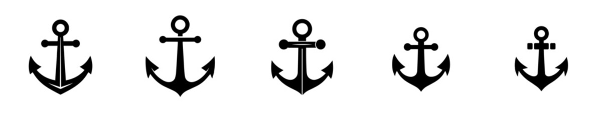 Row of black anchors in a nautical pattern © rizkyan