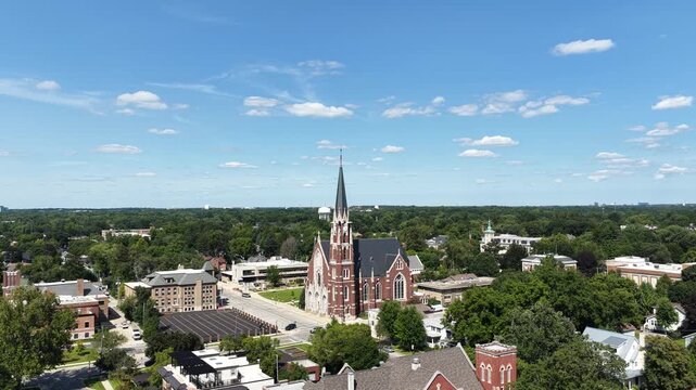  Aerial View of SS. Peter and Paul Church, Downtown Naperville, Illinois&rdquo;
