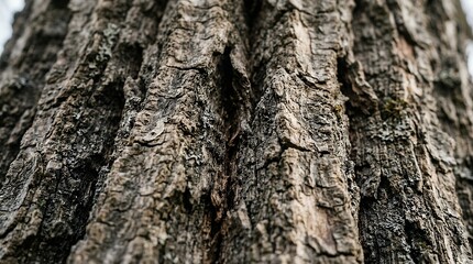 Obraz premium Macro View of Deeply Cracked Tree Trunk Surface Displaying Rough Wood Ridges bark tree texture trunk crack wood rough natural macro surface organic brown forest pattern detail nature rustic abstract