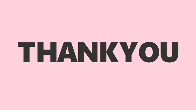 Minimalist Motion Graphics Animation of Thank You Text on a Pastel Pink Background for Appreciation