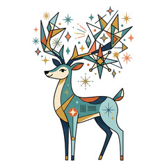 Obraz premium Geometric Christmas Reindeer clipart on transparent background