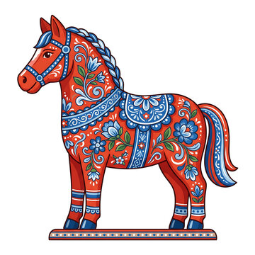 Swedish Dala Horse clipart on transparent background