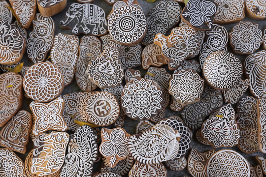 Indian wood block stamps with traditional patterns