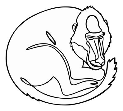 Mandrill baboon isometric view continuous line art v.... Generative AI