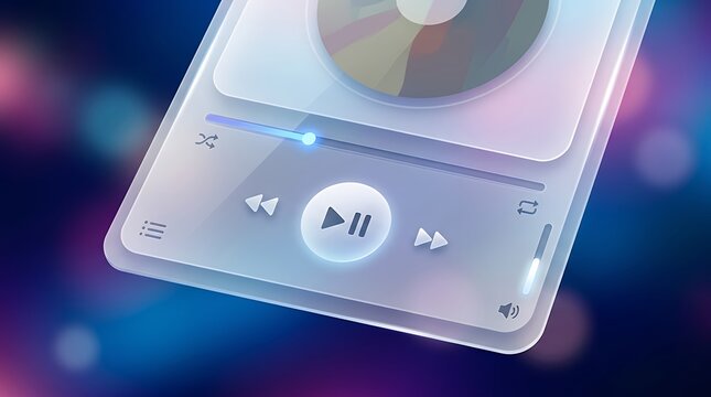 Glassmorphism Audio Interface Player Frame Interface Concept music player frame glassmorphism glass audio user interface ui ux interface template sound song media digital app mobile control volume