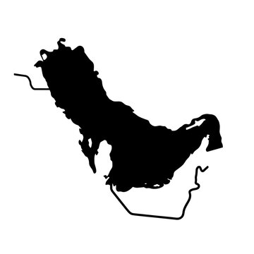 Silhouette of a Map of Malaysia with Borders and Coastline.
