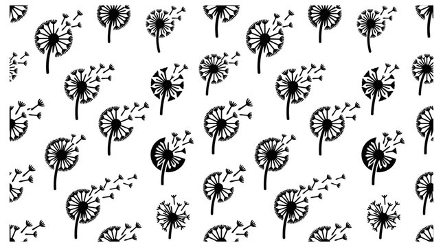dandelion pattern with dandelion seeds blowing in wind a seamless background featuring floral design for graphic resources.