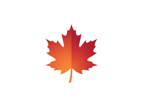 Maple leaf vector icon, simple orange fall leaf design element