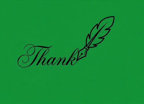 Thank You text with vintage feather quill pen calligraphy. Elegant greeting and typography vector graphic.
