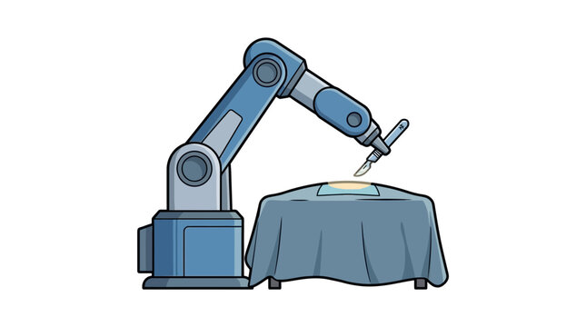 Industrial robotic arm performing surgical procedure.