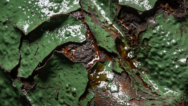 Peeling Industrial Green Enamel Paint