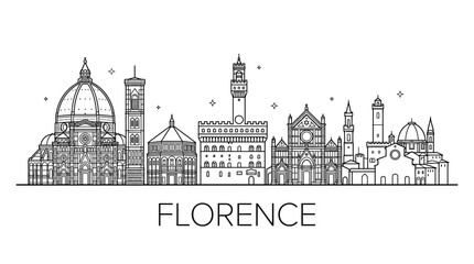 Obraz premium Florence city skyline line art with Duomo cathedral.