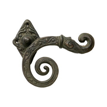 Vintage iron door handle - isolated no background