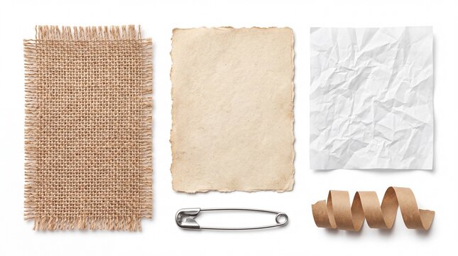 Set of sewing craft supplies with fabric and safety pin