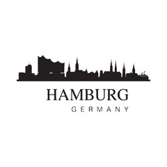 Naklejka premium Hamburg Skyline Silhouette Against White Background Germany