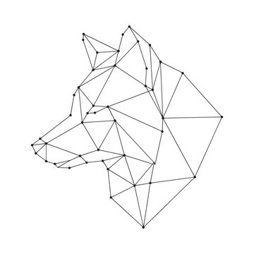 Geometric Wolf Head Silhouette On White Background