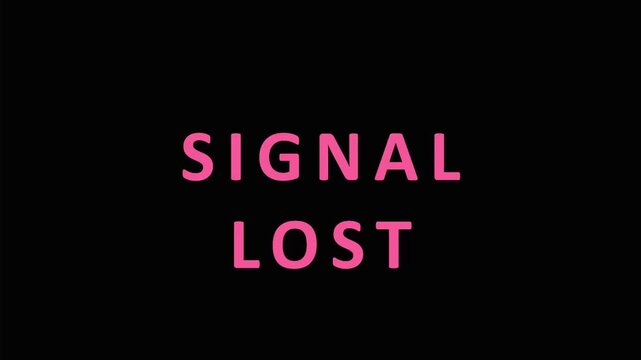 Digital connection failure with glowing pink signal lost text on black background during transmission disruption
