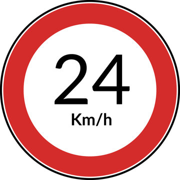 Circular Maximum Speed Limit 24 Road Sign Vector
