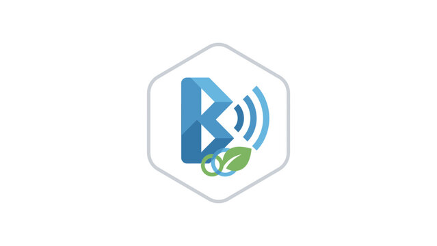 Bluetooth Icon With Green Leaf And Wifi Signal