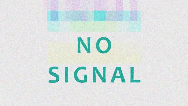 Digital Glitch Static Text No Signal Message Displayed with Color Aberration During Broadcast Failure