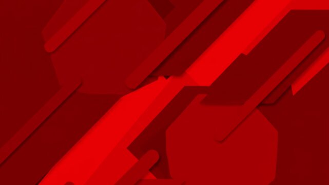 Bold dark red and scarlet overlapping diagonal geometric shapes creating a sleek layered texture with soft shadows. Perfect for high-energy sports intros, corporate business decks, gaming stream backg