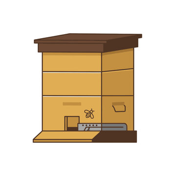 Wooden beehive vector illustration for beekeeping concept. SVG Editable. Vector Illustrations.