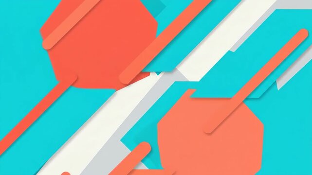 A vibrant material design background featuring overlapping diagonal coral red, teal, and cream white geometric panels with subtle drop shadows. Great for creative design projects, modern mobile app ba