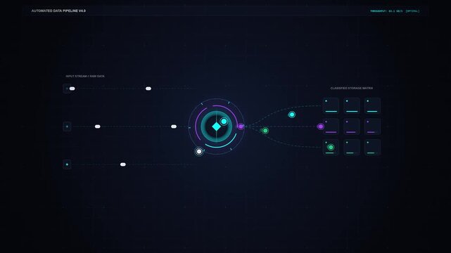 Digital AI Cybersecurity Network Shield Protecting Cloud Data Infrastructure Motion Illustration