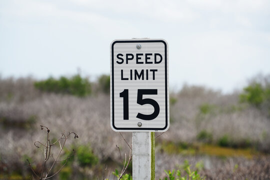 15 mph speed limit sign on road