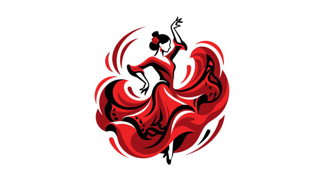 Flamenco dancer in red dress performing traditional dance