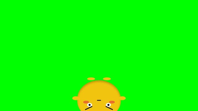 Funny Animated Pineapple Character Expressing Emotions on Green Screen.