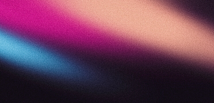 Blue pink magenta black background, abstract glowing color gradient shape on dark grainy backdrop for landing page, website header, event banner, poster, cover, digital or print project design