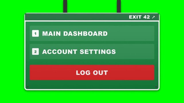 Digital user interface panels as highway signs on green background